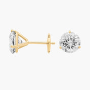 Round Brilliant Cut Diamond Solitaire Stud Earrings in Yellow Gold