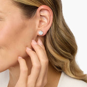 Elegant Round Diamond Stud Earrings in Yellow Gold with Push Back Closure