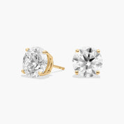 Elegant Round Diamond Stud Earrings in Yellow Gold with Push Back Closure