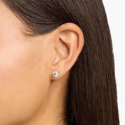 Premium Round Diamond Stud Earrings in Yellow Gold with Push Back Closure