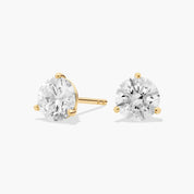 Sophisticated Round Diamond Stud Earrings in Yellow Gold with Push Back Closure