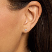 Refined Round Diamond Stud Earrings in Yellow Gold with Push Back Closure