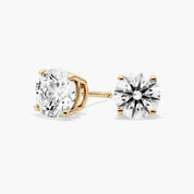Timeless Round Diamond Stud Earrings in Yellow Gold with Push Back Closure