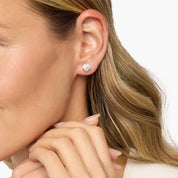 Graceful Round Diamond Stud Earrings in Yellow Gold with Push Back Closure