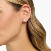 Graceful Round Diamond Stud Earrings in Yellow Gold with Push Back Closure