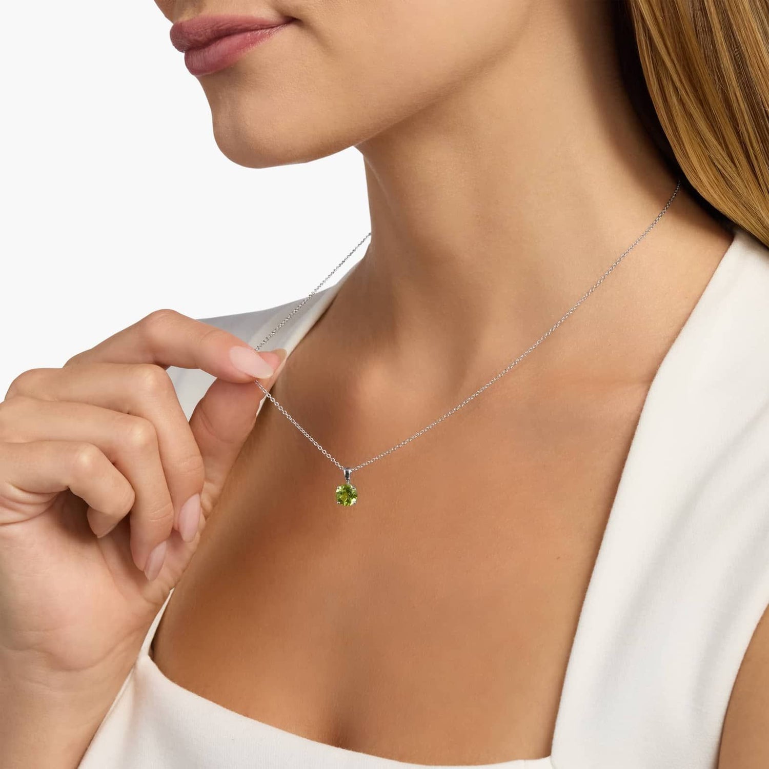 Carave Paris Green Gemstone Solitaire Pendant Necklace