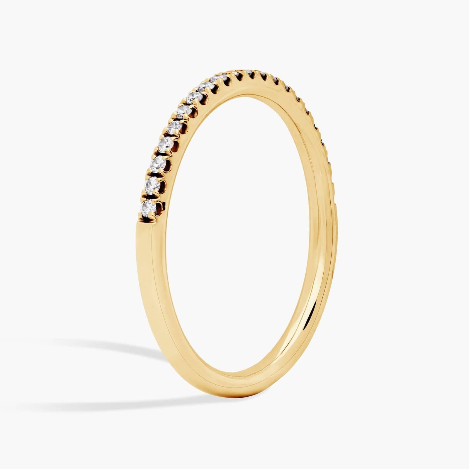 Slim Round Cut Diamond Half Eternity Band in Yellow Gold