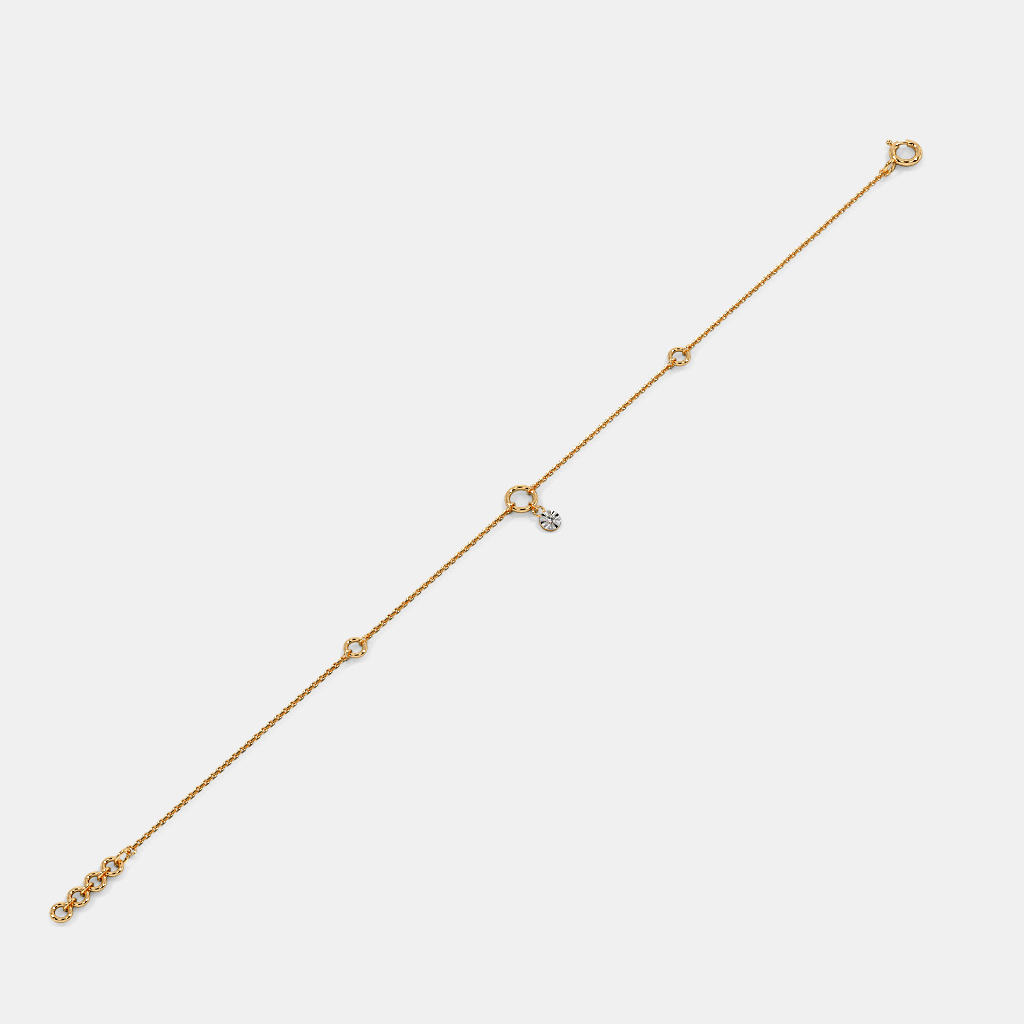Women’s Diamond Accent Yellow Gold Chain Bracelet with Minimal Charm