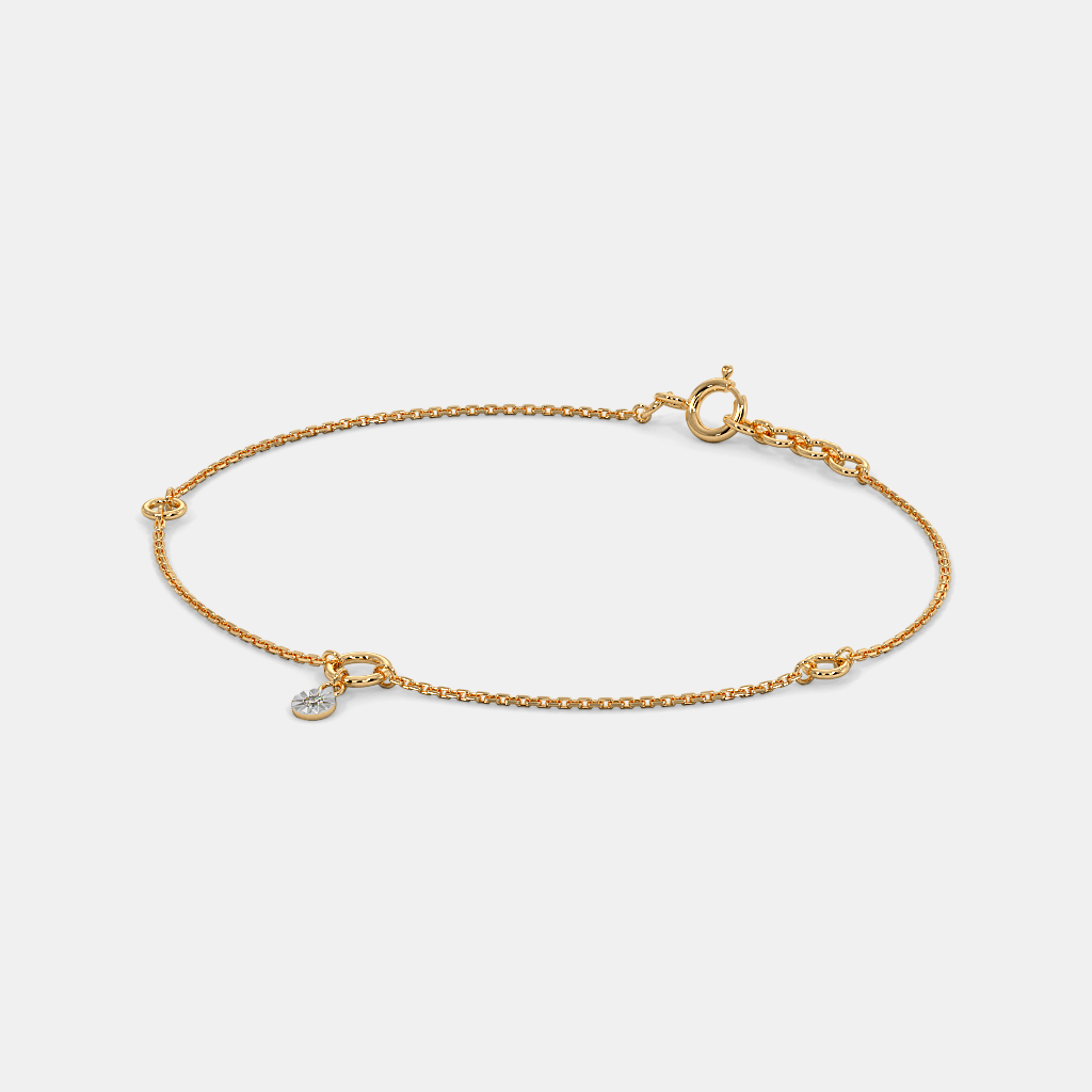 Women’s Diamond Accent Yellow Gold Chain Bracelet with Minimal Charm