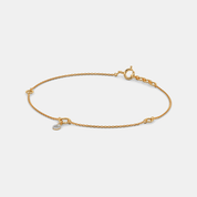 Women’s Diamond Accent Yellow Gold Chain Bracelet with Minimal Charm