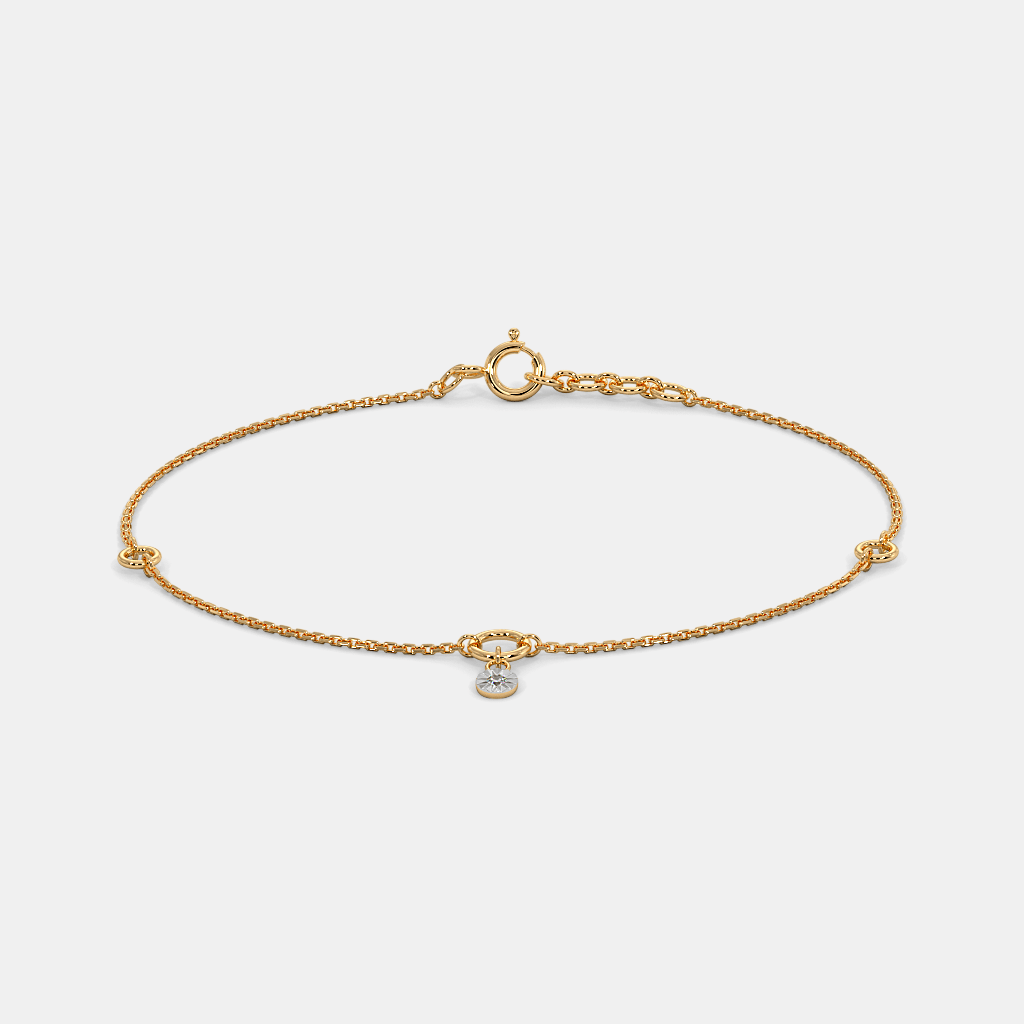 Women’s Diamond Accent Yellow Gold Chain Bracelet with Minimal Charm
