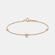 Women’s Diamond Accent Yellow Gold Chain Bracelet with Minimal Charm