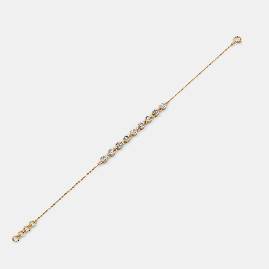 Women’s Diamond Accent Yellow Gold Chain Bracelet with Sleek Elegant Finish
