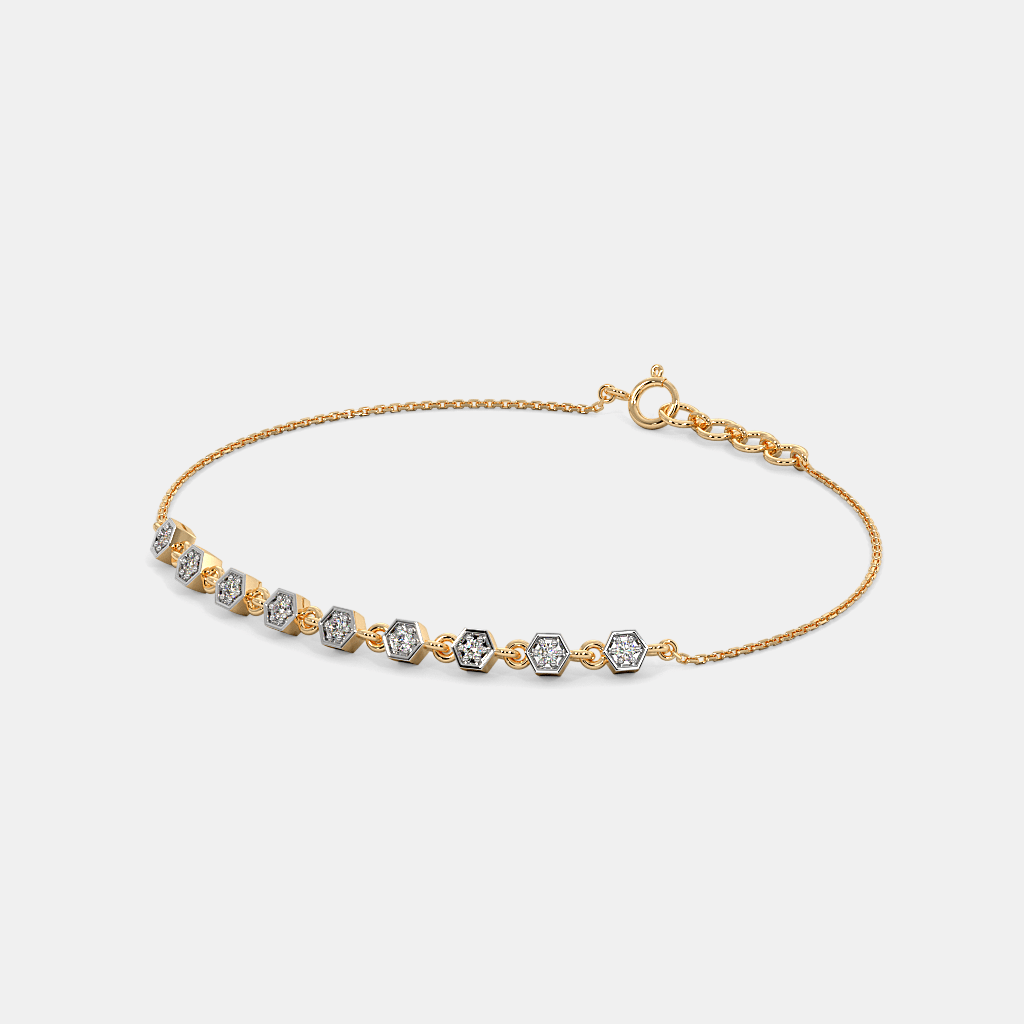 Women’s Diamond Accent Yellow Gold Chain Bracelet with Sleek Elegant Finish