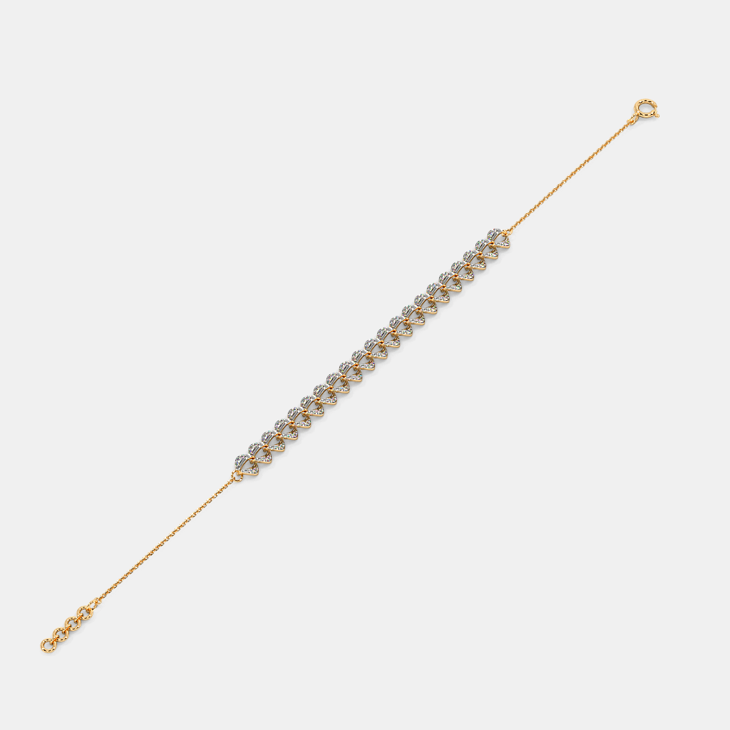 Women’s Diamond Accent Yellow Gold Link Bracelet with Sleek Elegant Finish