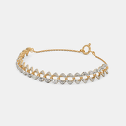 Women’s Diamond Accent Yellow Gold Link Bracelet with Sleek Elegant Finish