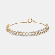 Women’s Diamond Accent Yellow Gold Link Bracelet with Sleek Elegant Finish