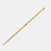 Women’s Diamond Accent Yellow Gold Link Chain Bracelet with Sleek Elegant Finish