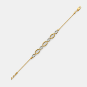 Women’s Diamond Accent Yellow Gold Oval Link Chain Bracelet with Sleek Elegant Finish