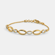 Women’s Diamond Accent Yellow Gold Oval Link Chain Bracelet with Sleek Elegant Finish
