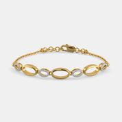 Women’s Diamond Accent Yellow Gold Oval Link Chain Bracelet with Sleek Elegant Finish