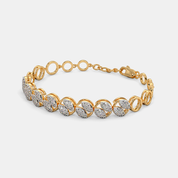 Women’s Diamond Accent Yellow Gold Round Link Bracelet with Sleek Elegant Finish