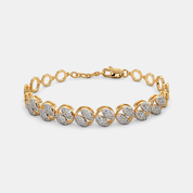 Women’s Diamond Accent Yellow Gold Round Link Bracelet with Sleek Elegant Finish