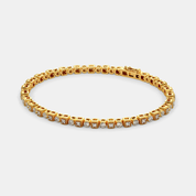 Women’s Diamond Accent Yellow Gold Square Link Bracelet with Polished Finish