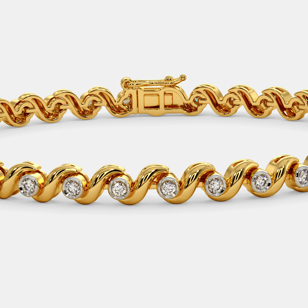 Women’s Diamond Accent Yellow Gold Tennis Bracelet with Elegant Finish