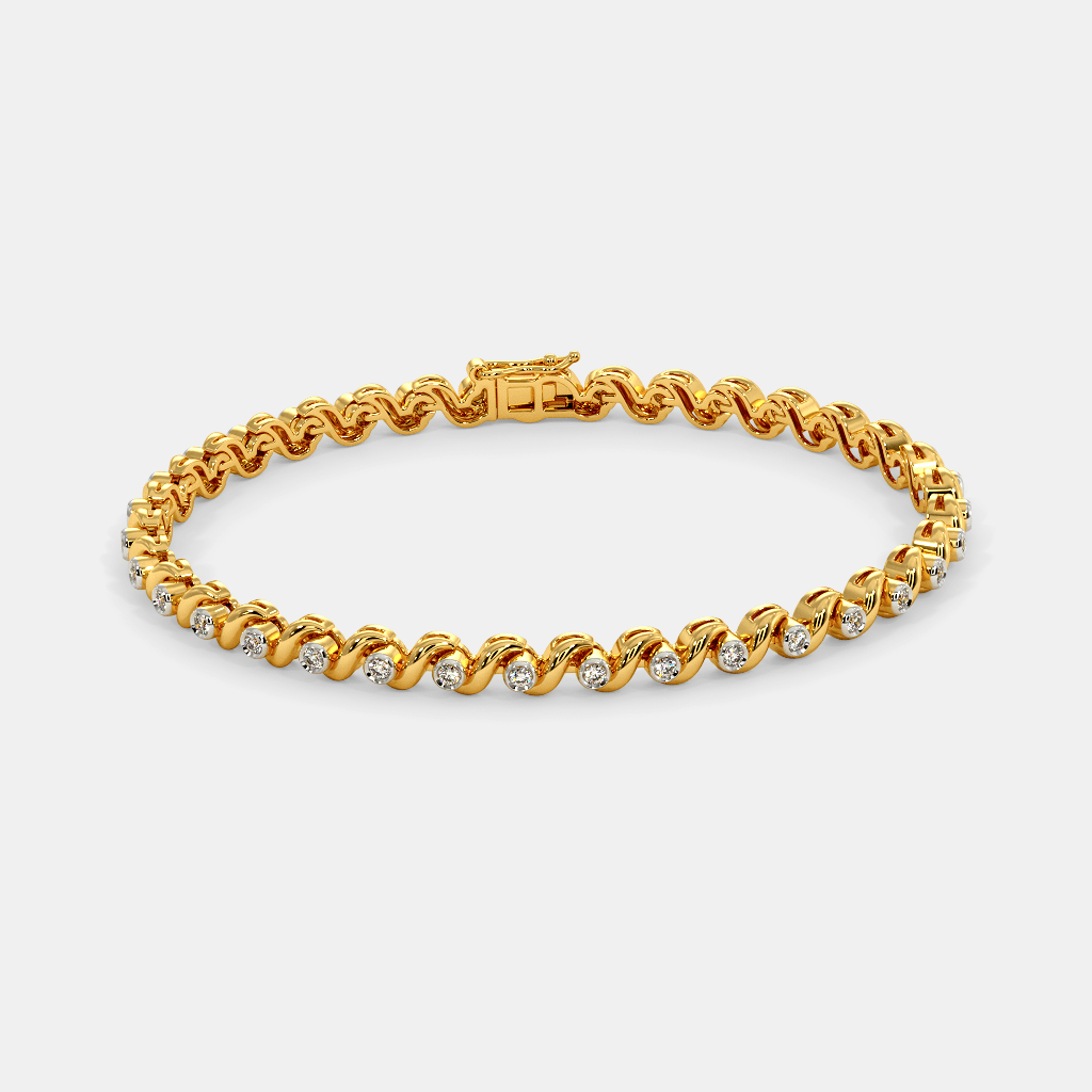 Women’s Diamond Accent Yellow Gold Tennis Bracelet with Elegant Finish