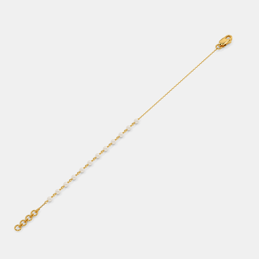 Women’s Pearl Accent Yellow Gold Chain Bracelet