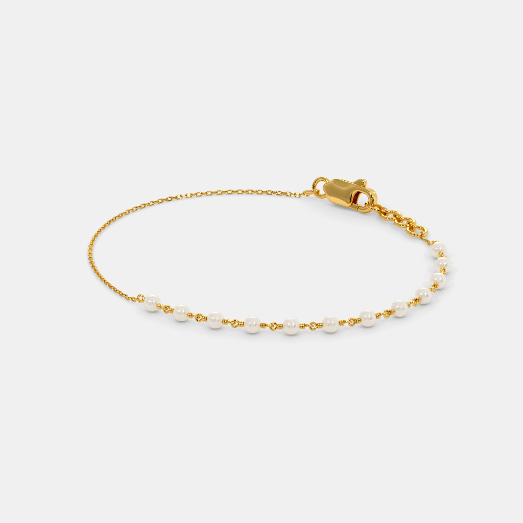 Women’s Pearl Accent Yellow Gold Chain Bracelet