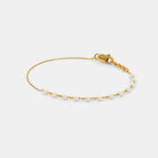 Women’s Pearl Accent Yellow Gold Chain Bracelet