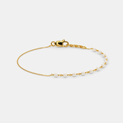 Women’s Pearl Accent Yellow Gold Chain Bracelet