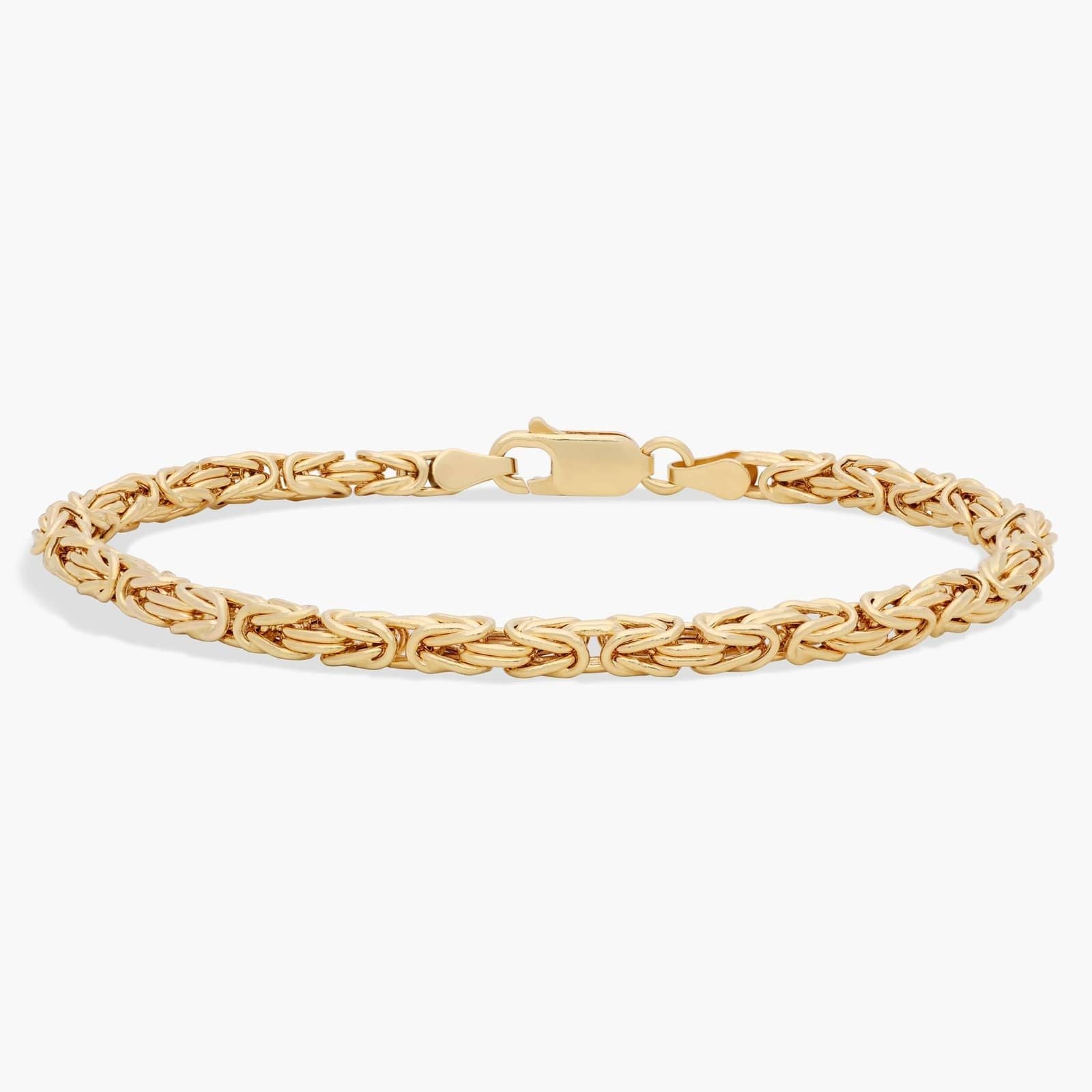Yellow Gold Byzantine Link Bracelet Classic King Chain Design