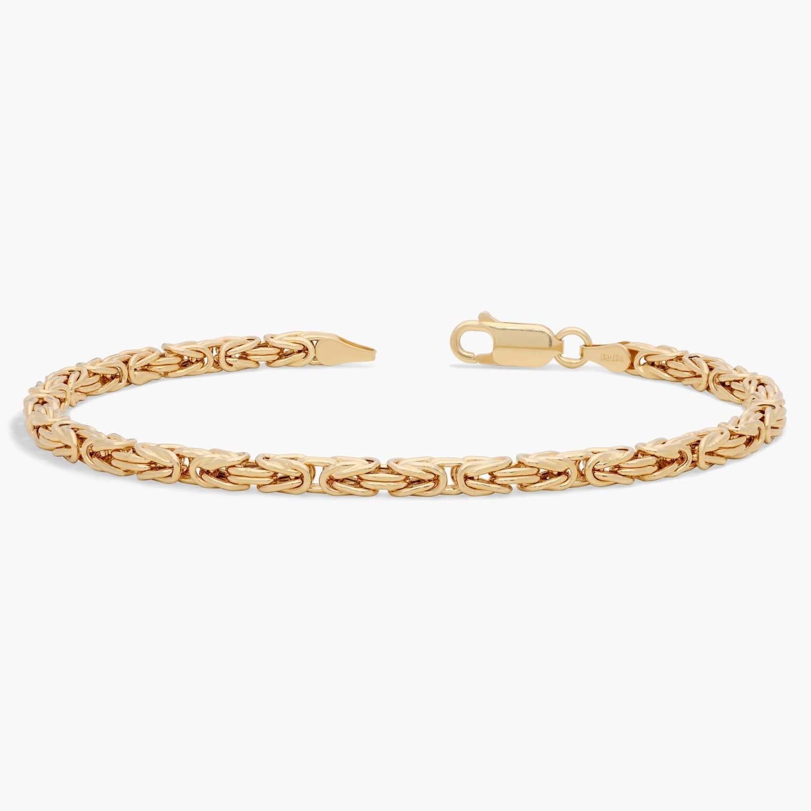 Yellow Gold Byzantine Link Bracelet Classic King Chain Design