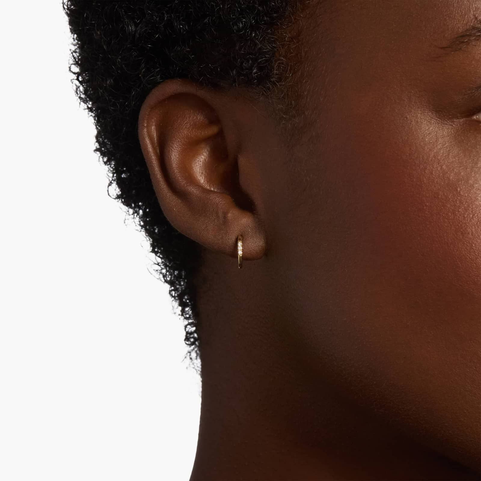 Yellow Gold Diamond Front Set Huggie Earrings