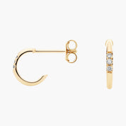 Yellow Gold Diamond Front Set Huggie Earrings