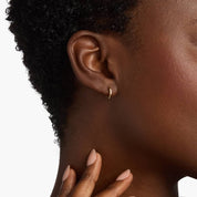 Yellow Gold Diamond Front Set Huggie Earrings