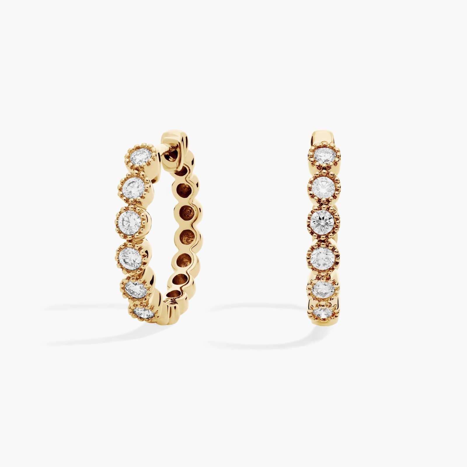 Yellow Gold Diamond Huggie Hoop Earrings