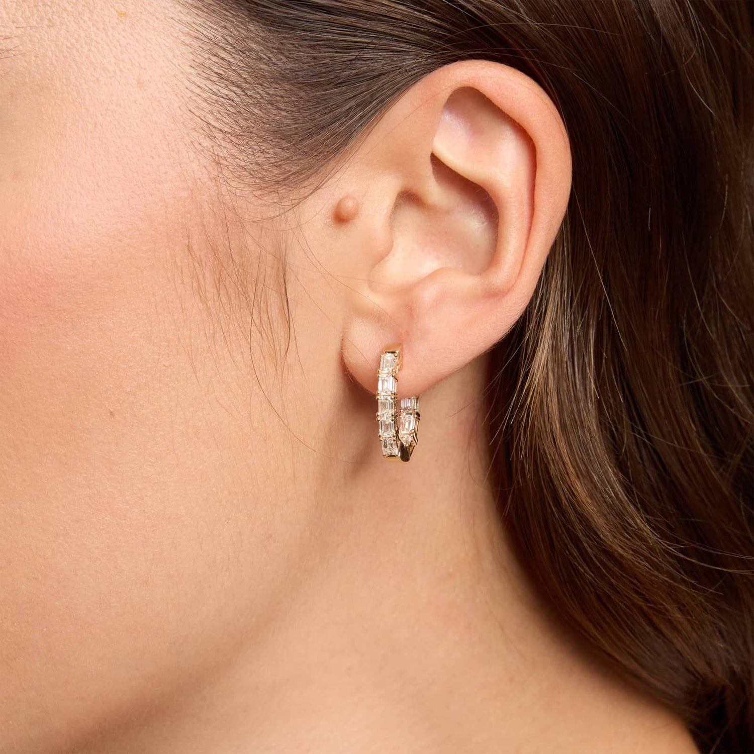 Carave Paris Baguette Crystal Huggie Earrings