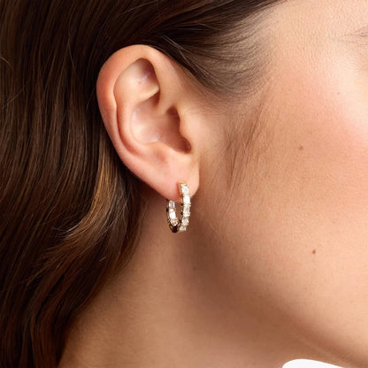 Carave Paris Baguette Crystal Huggie Earrings