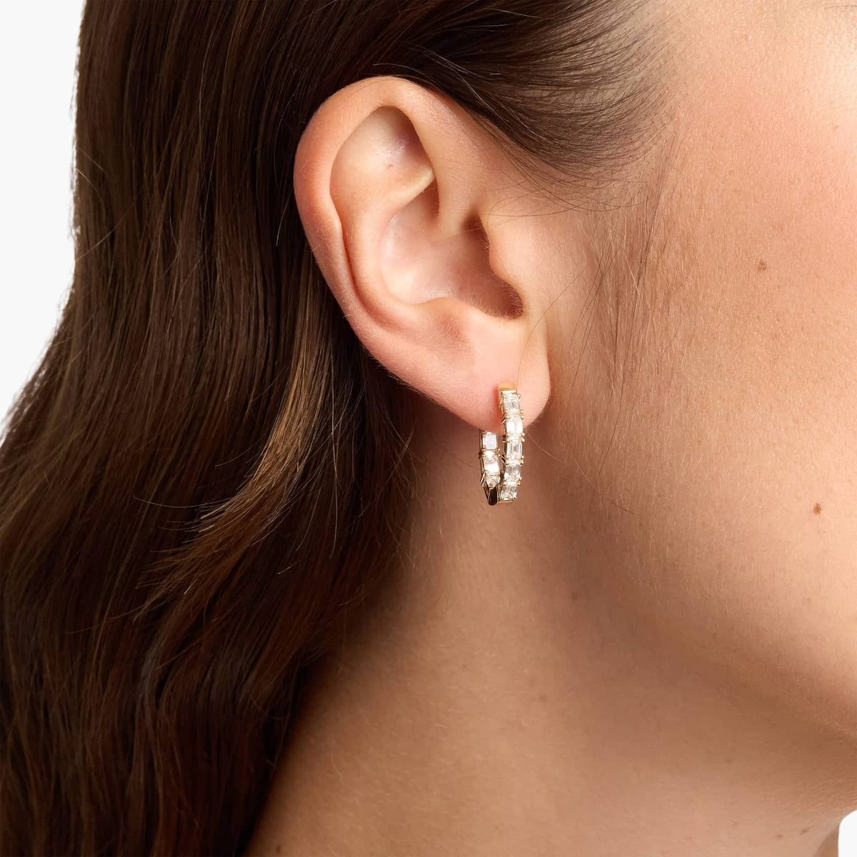 Carave Paris Baguette Crystal Huggie Earrings