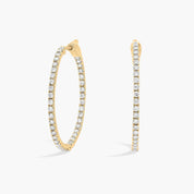 Yellow Gold Full Diamond Huggie Hoop Earrings