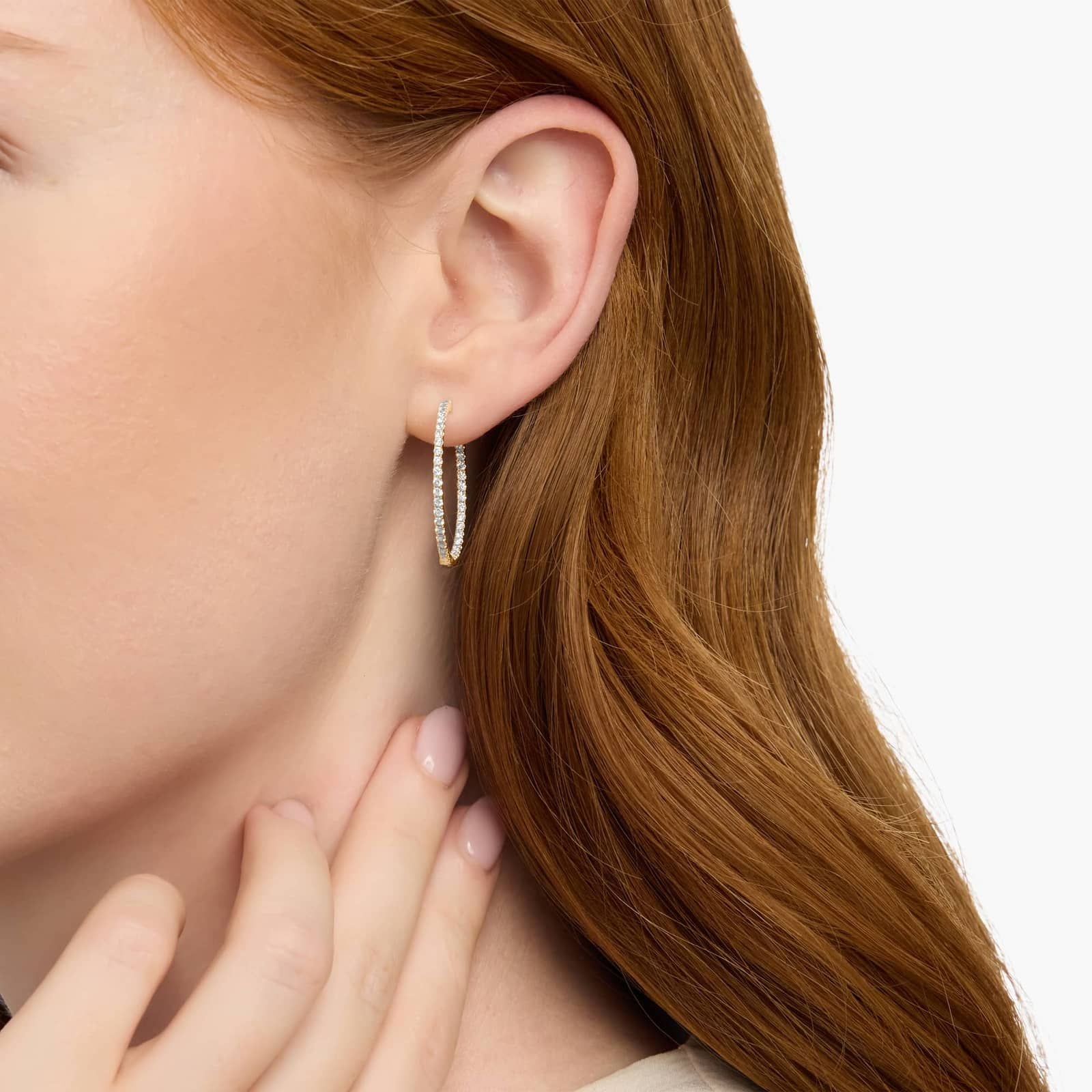 Yellow Gold Full Diamond Huggie Hoop Earrings