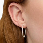 Yellow Gold Full Diamond Huggie Hoop Earrings