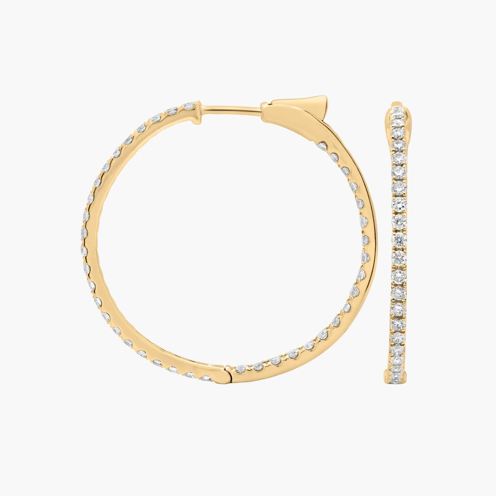 Yellow Gold Full Diamond Huggie Hoop Earrings