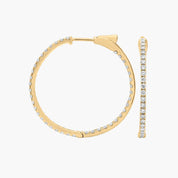 Yellow Gold Full Diamond Huggie Hoop Earrings