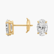 Yellow Gold Oval Diamond Stud Earrings