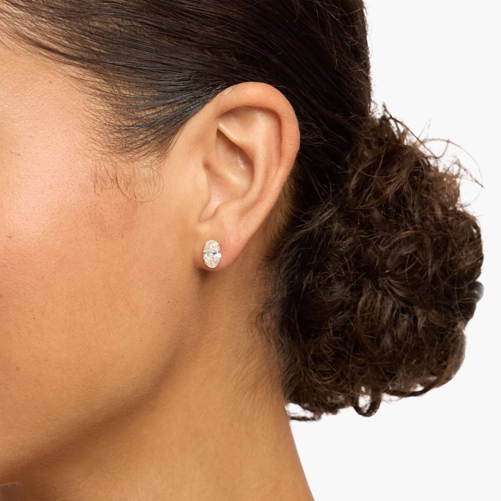 Yellow Gold Oval Diamond Stud Earrings